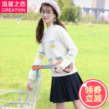 2018秋冬季新款潮少女韩版休闲加厚毛衣学院风初中学生秋装打底衫图片