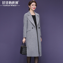 【5%羊驼毛】甘甘的世界秋冬新款西装翻领斜纹双面呢大衣女中长款图片