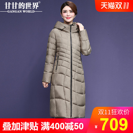 【90%白鸭绒】过膝长款羽绒服女收腰显瘦甘甘的世界冬季新款优雅商品大图