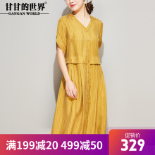 连衣裙2018夏装新品女甘甘的世界宽松大码短袖衬衫式系扣连衣裙女图片