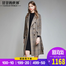 甘甘的世界2018秋冬新款毛呢外套女纯色长袖宽松中长款双面呢大衣图片