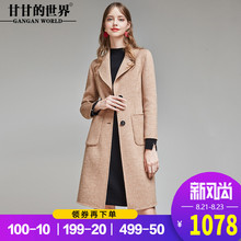 甘甘的世界2018秋冬装新款双面呢大衣女中长款格子大码中年外套图片