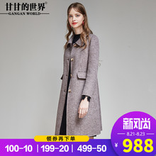 甘甘的世界2018秋冬装新款双面呢大衣女中长款小格子大码中年外套图片