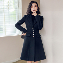 艾尚臣职业装女2018新款职业大衣中长款修身工作服女正装毛呢外套图片