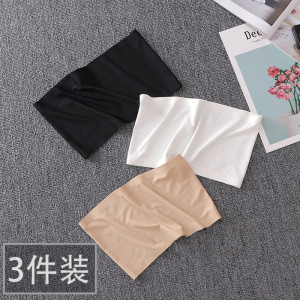 女学生白色冰丝裹胸抹胸一片式打底防走光内搭无肩带露肩围胸内衣