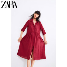 女装 02192716671 亚麻长连衣裙 新款 ZARA