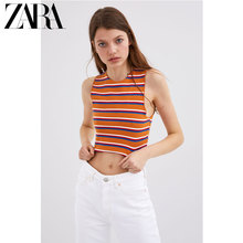 ZARA 新款 TRF 女装 条纹百搭短款圆领上衣 03253304104