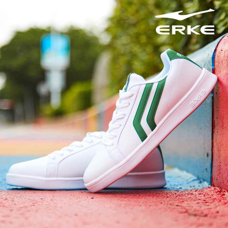 ERKE Board Shoes Men's Spring 2019 New Leisure Shoes Green Tail Sneakers Women's Small White Shoes Men's Shoes