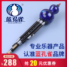 民族乐器 C调降B调黑檀木管景泰蓝葫芦丝 专业演奏学习 蓝孔雀