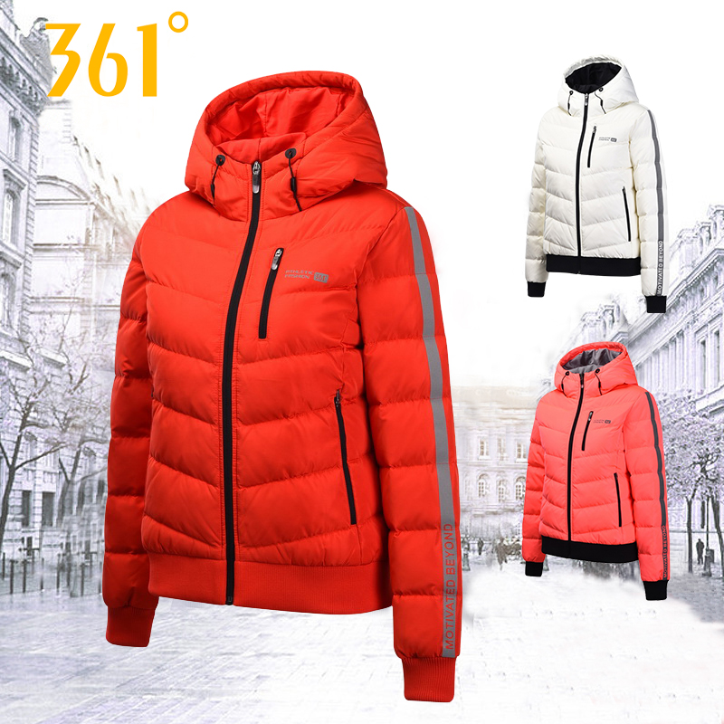 361 Women's Sportswear New warm casual coat 361 degree genuine winter plush hood thickened Down jacket