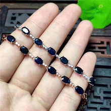 天然蓝宝石手链女昌乐蓝宝石手链925纯银定制银手链蓝宝石女个性