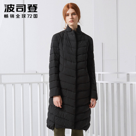 波司登白鹅绒2018新款长款立领加长女士欧洲站羽绒服B70133002V商品大图