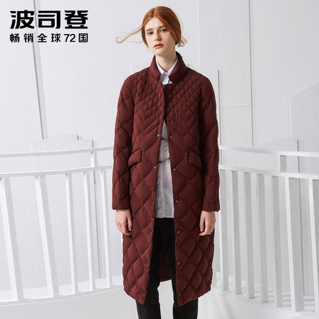 波司登白鹅绒2017新款欧美时尚女装长款立领女款羽绒服B70133008商品大图