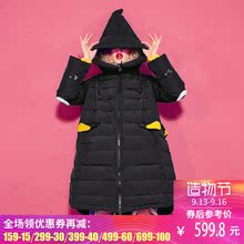 妖精的口袋秋冬装A型小怪兽趣味开衩连帽羽绒服女 气气小怪兽图片