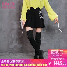 妖精的口袋期间秋装2018新款百搭织带百褶棉质ins半身裙短裙子女图片