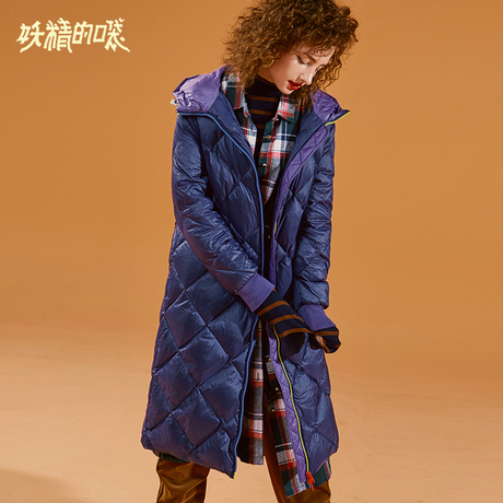 妖精的口袋韩版中长款羽绒服女冬装2018新款宽松过膝长袖外套潮商品大图