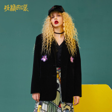 妖精的口袋旗舰店黑色短外套女潮秋装2018新款通勤时尚宽松上衣图片