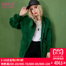 妖精的口袋冬装新款抽绳立领工装毛呢外套女中长款 空降训练图片