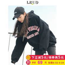 LRUD卫衣女2018秋装新款女装韩版潮学生bf风长袖连帽宽松黑色外套图片