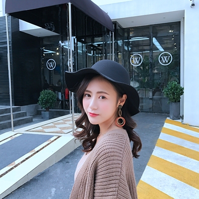 2018新款韩版百搭渔夫帽子女秋冬天chic盆帽毛呢小礼帽女英伦复古