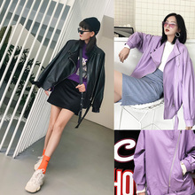 SNO.17女装2018秋季新款韩版机车外套女宽松皮夹克chic皮衣女图片