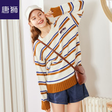 唐狮旗舰店2018新款秋冬季毛衣女韩版宽松毛线衣条纹套头学生图片