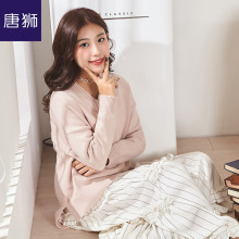唐狮旗舰店2018冬装新款毛衣女V领线衫宽松韩版潮针织衫学生图片