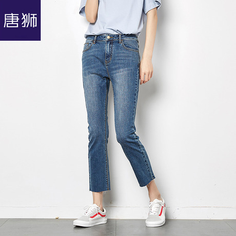 唐狮旗舰店2018秋装新款高腰微喇叭裤女显瘦牛仔裤ins九分裤商品大图