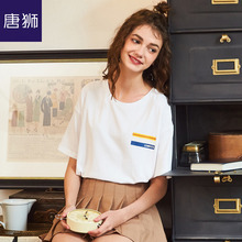 唐狮旗舰店2018新款夏宽松印花Ulzzang短袖学生白色T恤女休闲图片