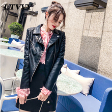 秋装2018新款韩版女装短款机车皮夹克街头时尚黑色皮衣外套女修身图片