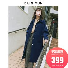 然与纯2018秋冬新毛呢大衣女中长款宽松直筒学生妮子毛呢外套图片