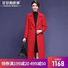 【全羊毛】甘甘的世界2018秋冬新款毛呢外套显瘦长款双面呢大衣图片