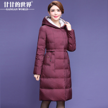 【90%白鸭绒】连帽中长款羽绒服女收腰显瘦甘甘的世界新款防风料图片