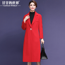 【全羊毛】甘甘的世界2018新款双面毛呢大衣女中长款中年修身外套图片