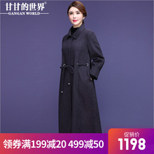 【全羊毛】甘甘的世界秋冬新款修身显瘦娃娃领双面呢大衣女中长款图片