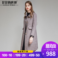 甘甘的世界2018秋冬装新款双面呢大衣女中长款小格子大码中年外套图片