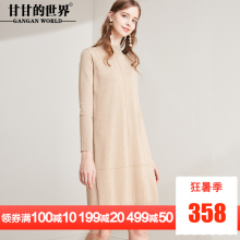 针织衫女装中长款2018秋季新款甘甘的世界圆领毛衣女连衣裙图片