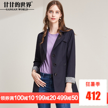 甘甘的世界2018秋装新款显瘦西装领单排扣中长款直筒风衣女图片