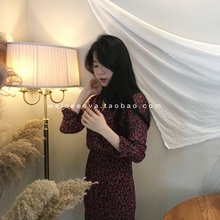连衣裙 情人节小碎花褶皱修身 仙女本仙 weloveeva韩国代购
