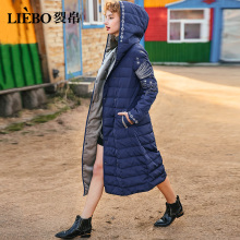 裂帛中长款羽绒服女2018冬季新款休闲连帽刺绣百搭过膝时尚外套潮图片