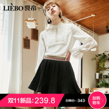 裂帛2018秋季新款中腰精致刺绣甜美少女chao洋气压褶A字半身裙女图片