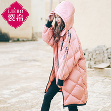 裂帛女装2018秋冬新款连帽刺绣长外套宽松显瘦时尚羽绒服女中长款图片