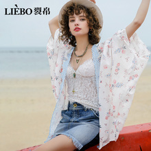 裂帛2018夏装新款唯美碎花仙女风宽松显白长袖开襟花边雪纺衬衫女图片