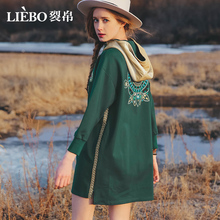 裂帛2018秋季新款时尚次序带帽子少女甜美风韩版长袖针织连衣裙女图片