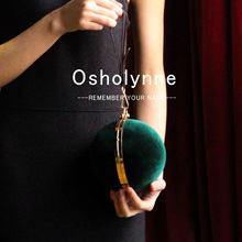 013【Osholynne】独家原创设计 球形包复古丝绒斜挎手提球包