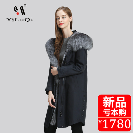 依鹿奇2018秋冬季女装新款皮草大衣宽松韩版外套狐狸毛领派克服女商品大图