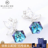 气质蝴蝶方块耳环耳钉 女欧美时尚 耳饰品镶施华洛世奇仿水晶耳坠