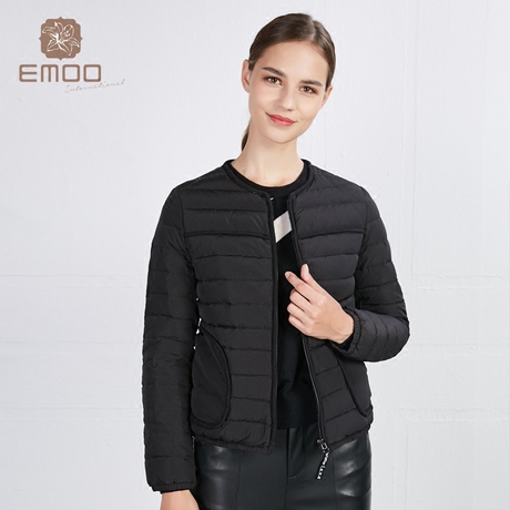 Emoo杨门女装冬季新品长袖纯色圆领短款羽绒服外套64Y049171商品大图
