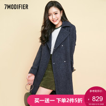拉夏贝尔7m2018冬新款韩版气质中长呢大衣加厚宽松系带毛呢外套女图片