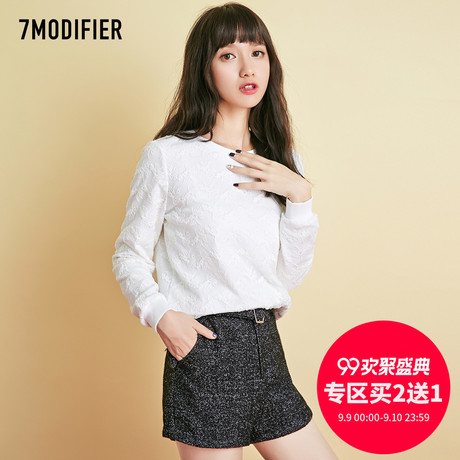 拉夏贝尔7m2018秋冬新款宽松简约百搭上衣白色长袖T恤女70009309商品大图